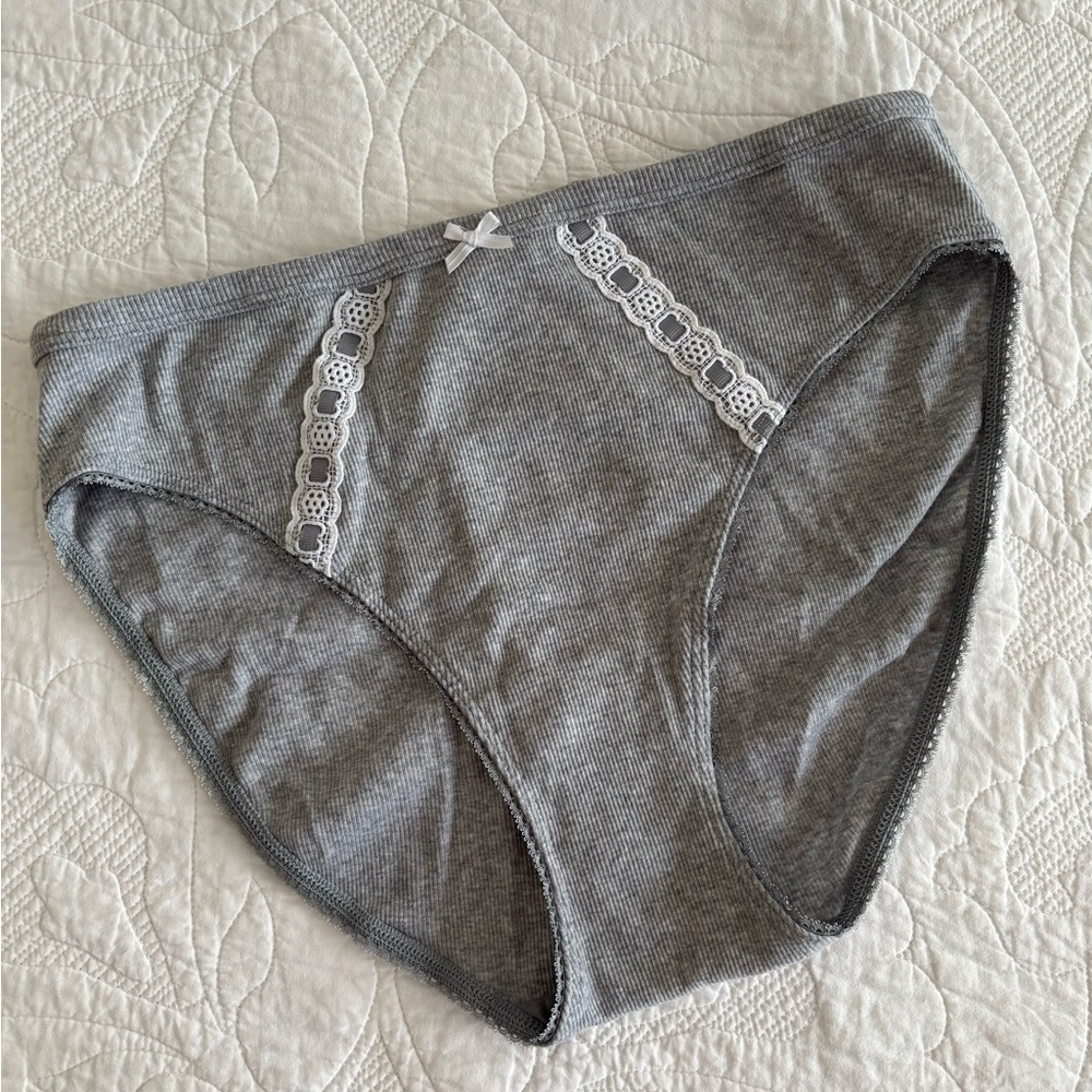Victoria's Secret Gray cotton Panties with Lace Detail